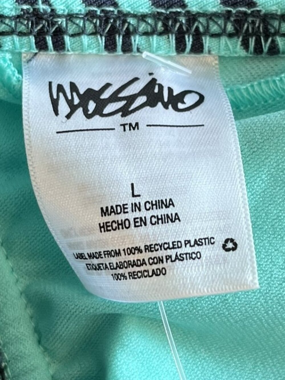 Mossimo Mint Green & Charcoal Grey Striped Crisscross Back Bikini Top Large NWT - Picture 6 of 7